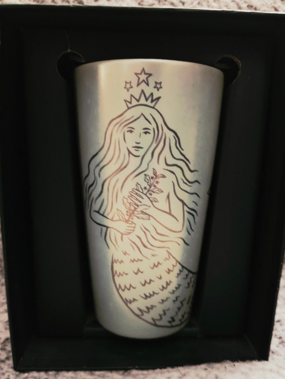 Silver Mermaid/ Siren Ceramic Tumbler with Crown Design